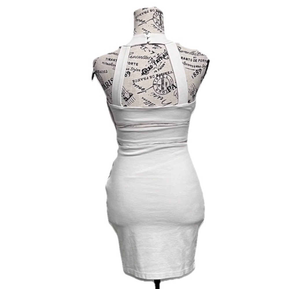 Vintage Y2K GUESS White Bodycon Mini Dress Mesh Cut-Out Sexy Party XS Holiday - Picture 5 of 9